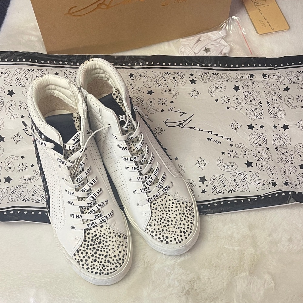 Vintage Havana-Black and White cheetah High-Top Sneakers- Forever High